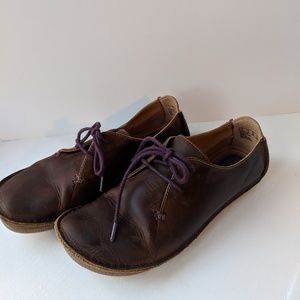 Clarks Janey Mae Darby Brown Leather Lace up Flats